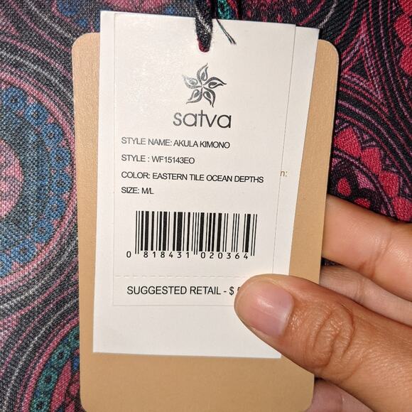 Satva Akula Eastern Tile Ocean Depths Kimono M/L - Picture 8 of 13